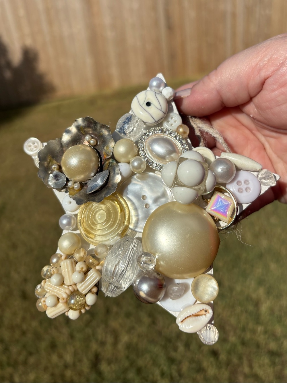 Handmade Ivory & Pearl Star Ornament
